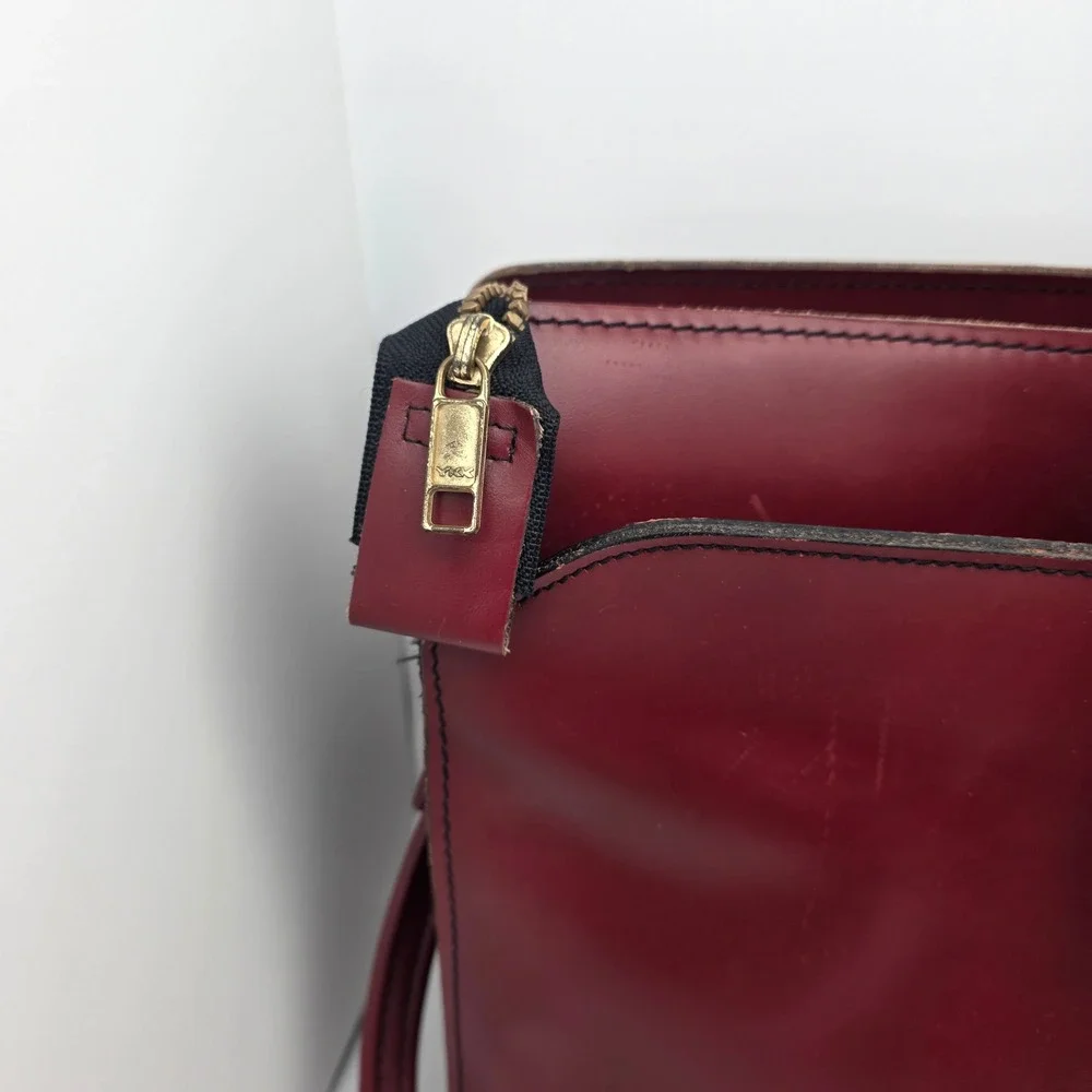 Maximillian Top Grain Cowhide Leather Laptop Bag Briefcase Burgundy Vintage